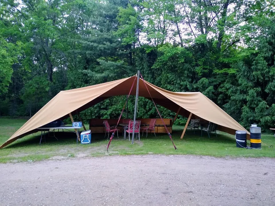 The big tent at the Moss 'n Mushrooms homestead